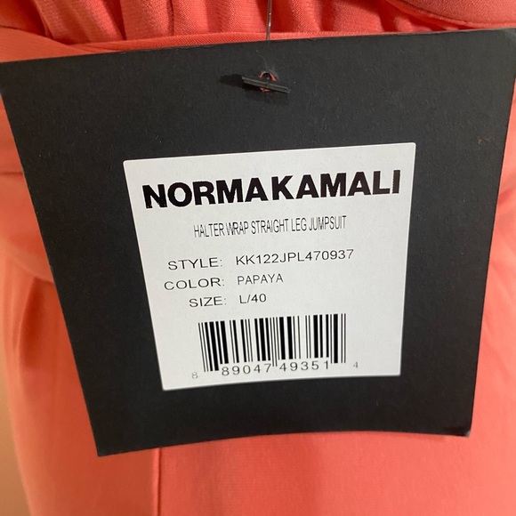 Norma Kamali Boho Halter Coral Pink Jumpsuit Playsuit Romper size Large NWT - Picture 11 of 12